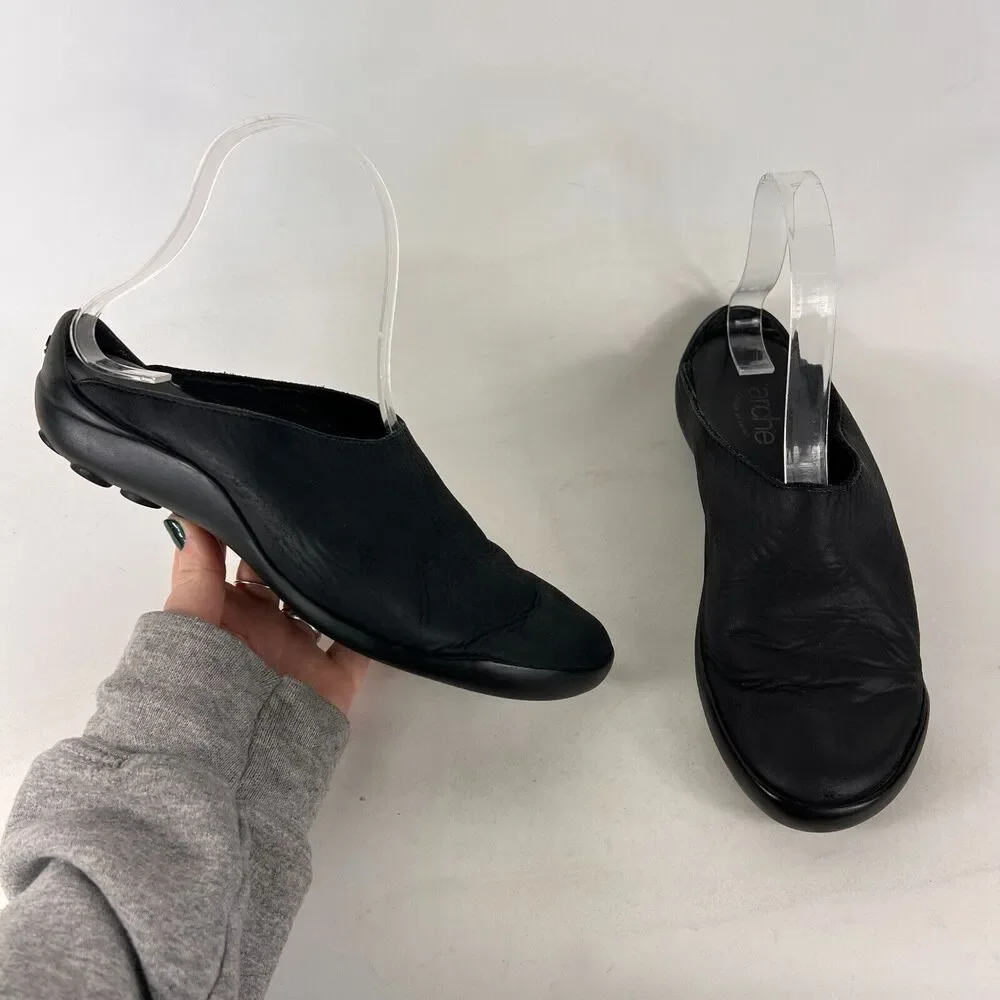 Arche mules women's size 7 black minimalist backless slip on capsule wardrobe